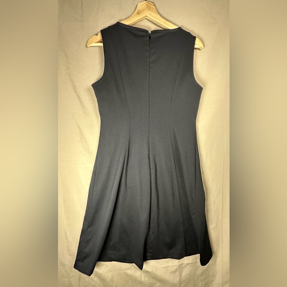 Talbots Black Sleeveless V-Notch Fit Flare Dress Elegant - Picture 7 of 8